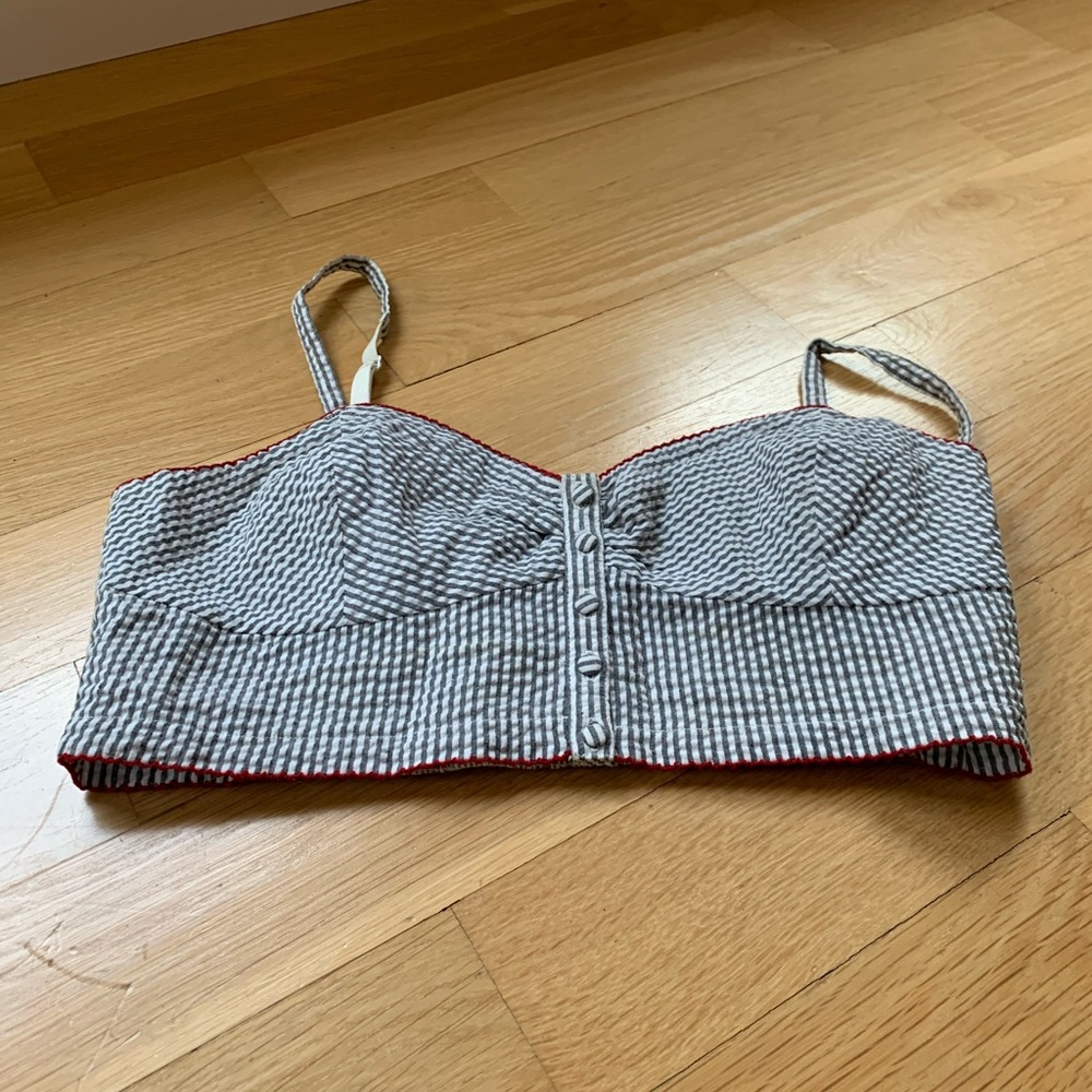 free people intimately cotton bralette fp urban outfitters stripe Seersucker